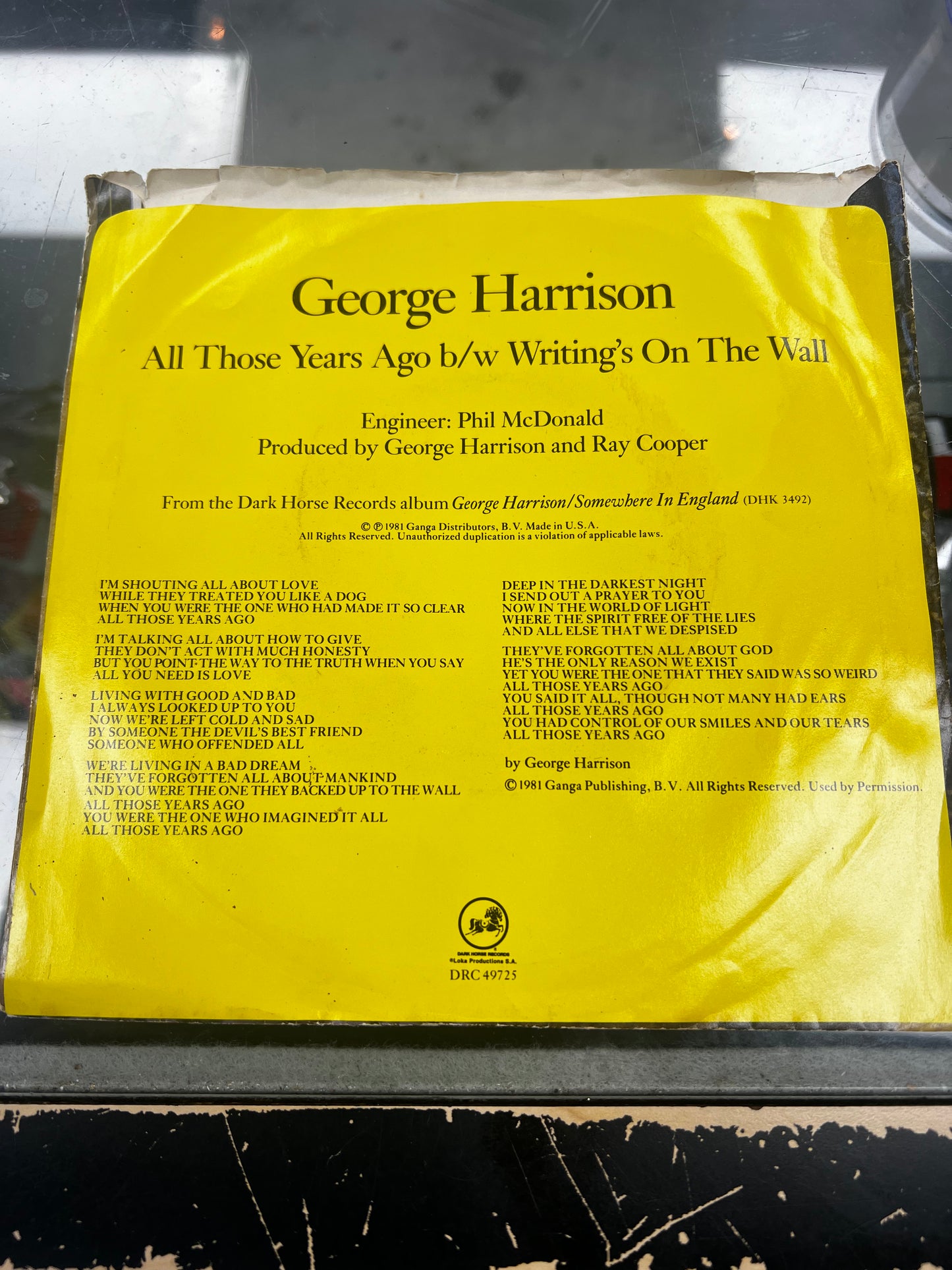 George Harrison – All Those Years Ago 7”