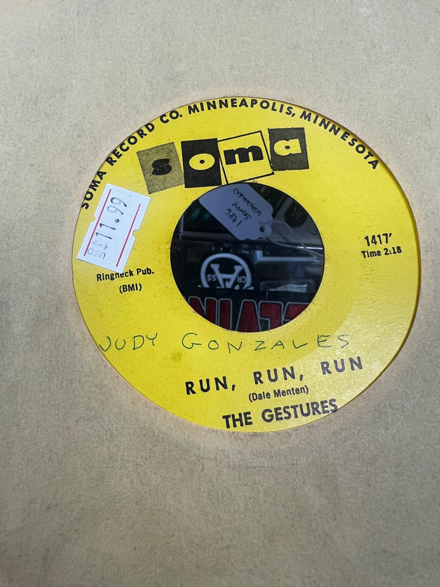 The Gestures ‎– Run, Run, Run / It Seems To Me 7”